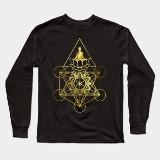 Metatron's Cube Meditation Sacred Geometry Long Sleeve T-Shirt